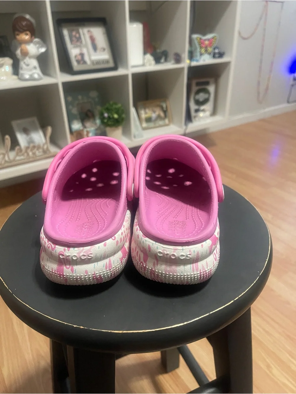 CROCS Kids Pink Platform Clog Sandals with Fun Charms